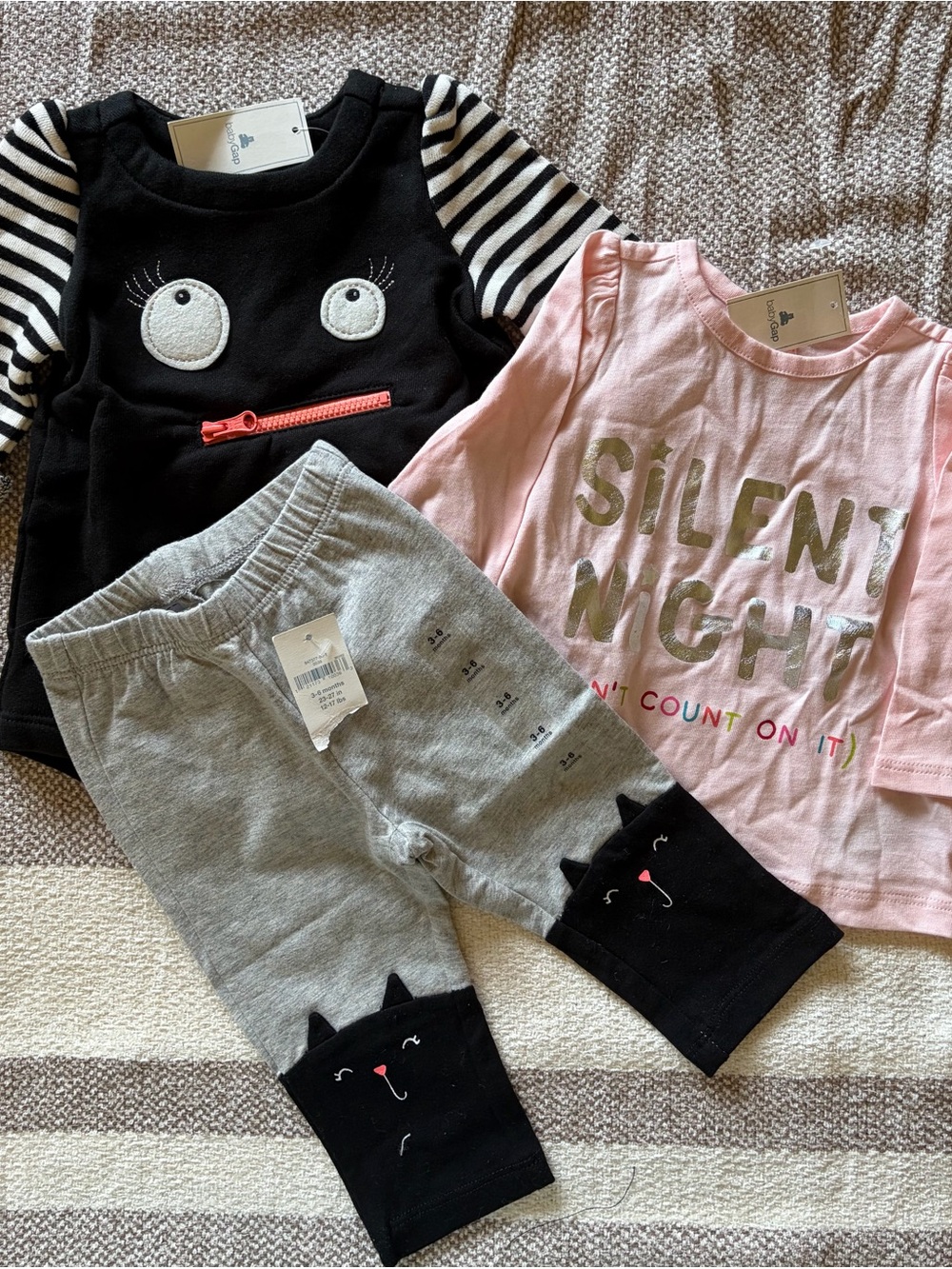Set 3 BabyGap Baby Girls Dress Pants Top Shirt Leggings Outfit NEW 3-6months